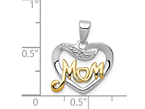 Sterling Silver Vermeil Diamond Mom Pendant