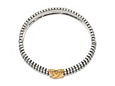 Sterling Silver with 14K Gold Over Sterling Silver Oxidized 1/15ct. Diamond Bangle Bracelet