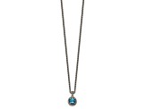 Sterling Silver Antiqued with 14K Accent Blue Topaz Necklace