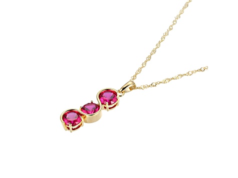 Lab Created Ruby 18k Yellow Gold Over Sterling Silver July Birthstone Pendant 3.84ctw