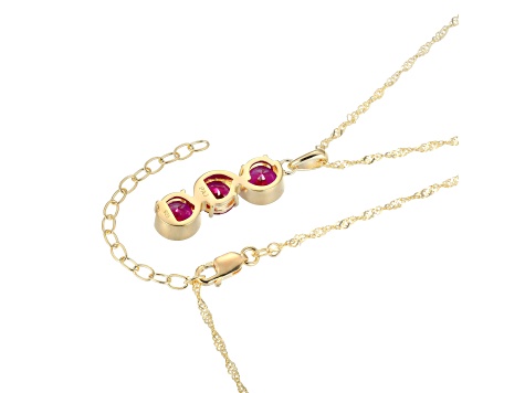 Lab Created Ruby 18k Yellow Gold Over Sterling Silver July Birthstone Pendant 3.84ctw