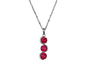 Lab Created Ruby Platinum Over Sterling Silver July Birthstone Pendant 3.84ctw