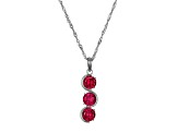 Lab Created Ruby Platinum Over Sterling Silver July Birthstone Pendant 3.84ctw