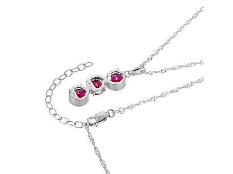 Lab Created Ruby Platinum Over Sterling Silver July Birthstone Pendant 3.84ctw