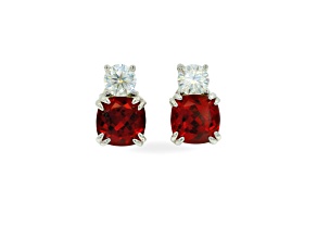 Red Lab Created Ruby Studs Earrings Rhodium over Sterling Silver Earrings