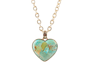 Barse Jewelry Blue Turquoise Gold Tone Heart Pendant With Chain