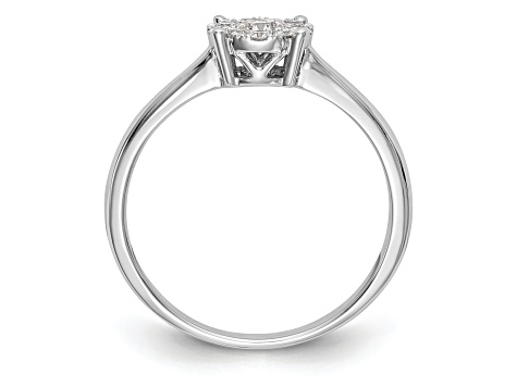 Rhodium Over 14K White Gold Diamond Cluster Engagement Ring 0.33ctw