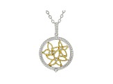 Judith Ripka Two-Tone Flower Necklace with White Topaz Accents