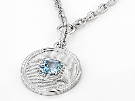 Judith Ripka 3.7ct Sky Blue Topaz and 0.35ctw Bella Luce® Rhodium Over Sterling Silver Necklace