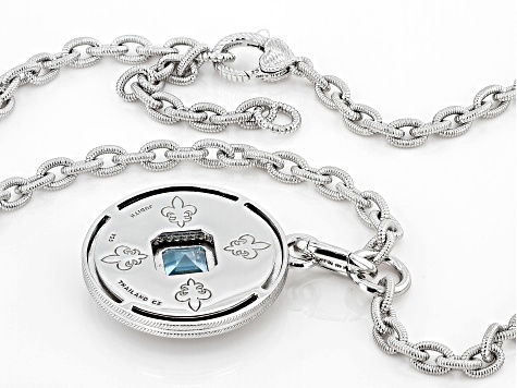 Judith Ripka 3.7ct Sky Blue Topaz and 0.35ctw Bella Luce® Rhodium Over Sterling Silver Necklace