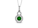 0.63ctw Emerald and Diamond Pendant 14k White Gold
