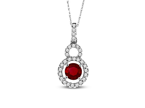 0.80ctw Ruby and Diamond Pendant 14k White Gold