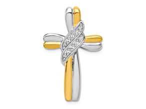 10k Yellow Gold and 10k White Gold Diamond Cross Chain Slide Pendant