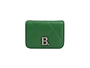 Balenciaga Touch Leaf Green Nappa Leather Quilted Mini Trifold Wallet