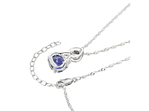 Blue And White Cubic Zirconia Platinum Over Sterling Silver Pendant With Chain 6.65ctw