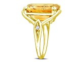 Citrine and White Topaz 18k Yellow Gold Over Sterling Silver Solitaire Ring 10.75ctw