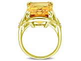 Citrine and White Topaz 18k Yellow Gold Over Sterling Silver Solitaire Ring 10.75ctw