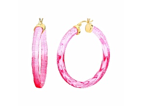 14K Yellow Gold Over Sterling Silver Painted Hoops in Ombre Pink