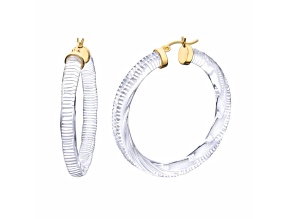 14K Yellow Gold Over Sterling Silver Painted Hoops in Clear