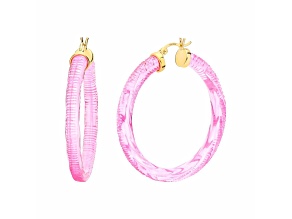 14K Yellow Gold Over Sterling Silver Painted Hoops in Pink
