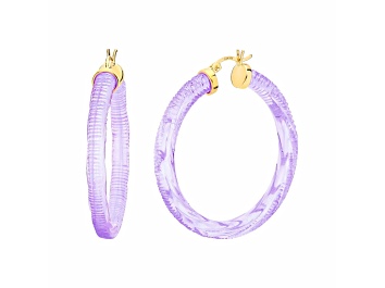 Picture of 14K Yellow Gold Over Sterling Silver Painted Hoops in Purple
