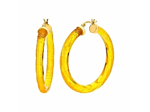14K Yellow Gold Over Sterling Silver Painted Hoops in Golden
