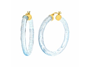 14K Yellow Gold Over Sterling Silver Painted Hoops in Light Blue