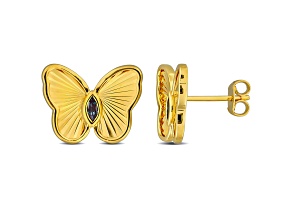 1/4 CT TGW Created Alexandrite Butterfly Stud Earrings in Yellow Plated Sterling Silver