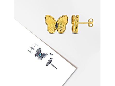 1/4 CT TGW Created Alexandrite Butterfly Stud Earrings in Yellow Plated Sterling Silver