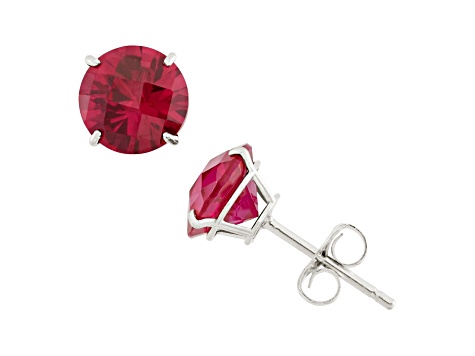 Lab Created Ruby Round 10K White Gold Stud Earrings, 1.4ctw