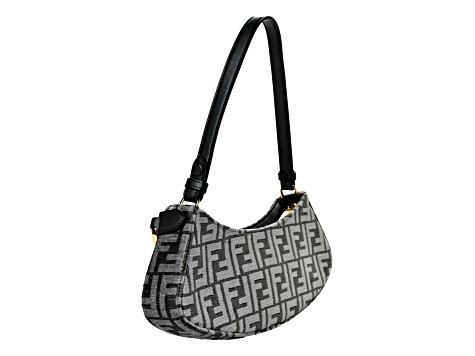 Fendi O'Lock Swing FF Logo Anthracite Gray Chenille Shoulder