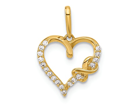 10k Yellow Gold Polished Cubic Zirconia Infinity on Heart Charm