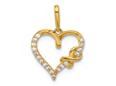 10k Yellow Gold Polished Cubic Zirconia Infinity on Heart Charm