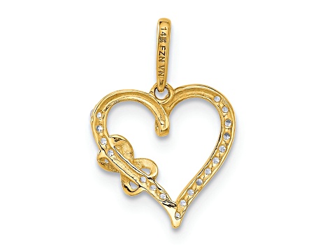 10k Yellow Gold Polished Cubic Zirconia Infinity on Heart Charm