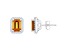 7x5mm Emerald Cut Citrine 1/5 ctw Diamond Rhodium Over Sterling Silver Halo Stud Earrings