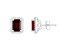 7x5mm Emerald Cut Garnet 1/5 ctw Diamond Rhodium Over Sterling Silver Halo Stud Earrings