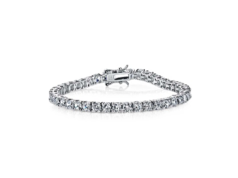 Rhodium Plated over Sterling Silver with Clear Cubic Zirconia 3mm Tennis Bracelet