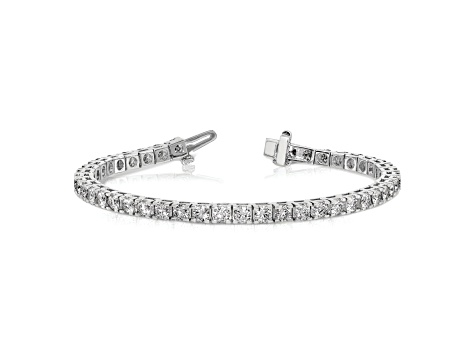 Rhodium Over 14K White Gold 7.00 ct. Colorless Moissanite 4 Prong Tennis Bracelet