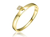 14k Yellow Gold Plated over Brass with Clear Cubic Zirconia Padlock Charm Stacking Bangle Bracelet