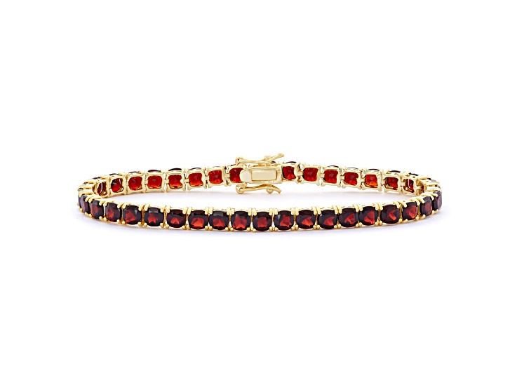 Red Garnet 14K Yellow Gold Over Sterling Silver Tennis Bracelet 11.89ctw