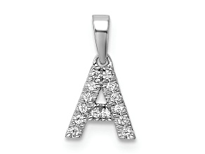 14K White Gold Diamond Letter A Initial with Bail Pendant