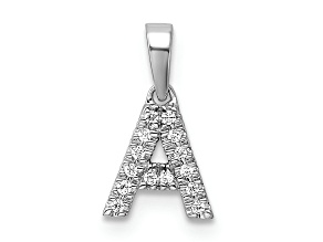 14K White Gold Diamond Letter A Initial with Bail Pendant
