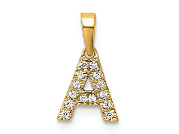Picture of 14K Yellow Gold Diamond Letter A Initial with Bail Pendant