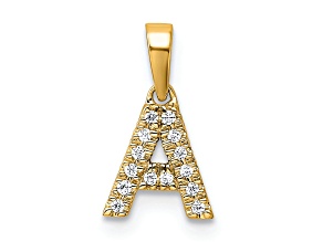 14K Yellow Gold Diamond Letter A Initial with Bail Pendant