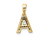 14K Yellow Gold Diamond Letter A Initial with Bail Pendant
