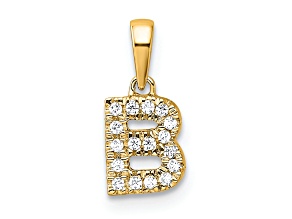 14K Yellow Gold Diamond Letter B Initial with Bail Pendant
