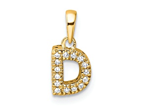 14K Yellow Gold Diamond Letter D Initial with Bail Pendant