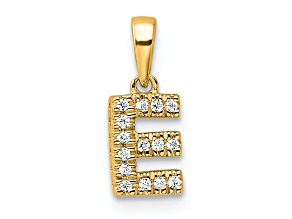 14K Yellow Gold Diamond Letter E Initial with Bail Pendant