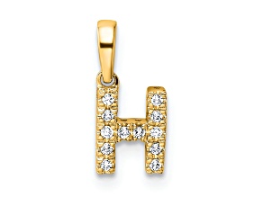 14K Yellow Gold Diamond Letter H Initial with Bail Pendant