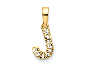 14K Yellow Gold Diamond Letter J Initial with Bail Pendant